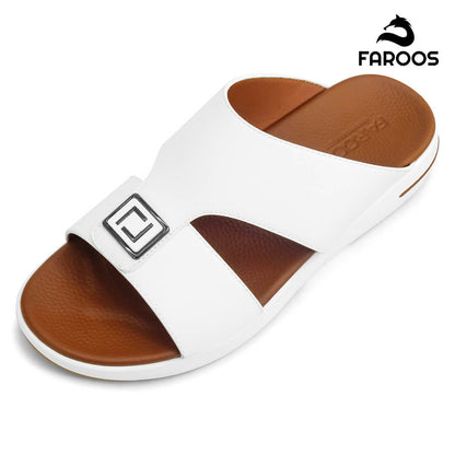 Faroos[F433]M201 White Gents Arabic Sandal