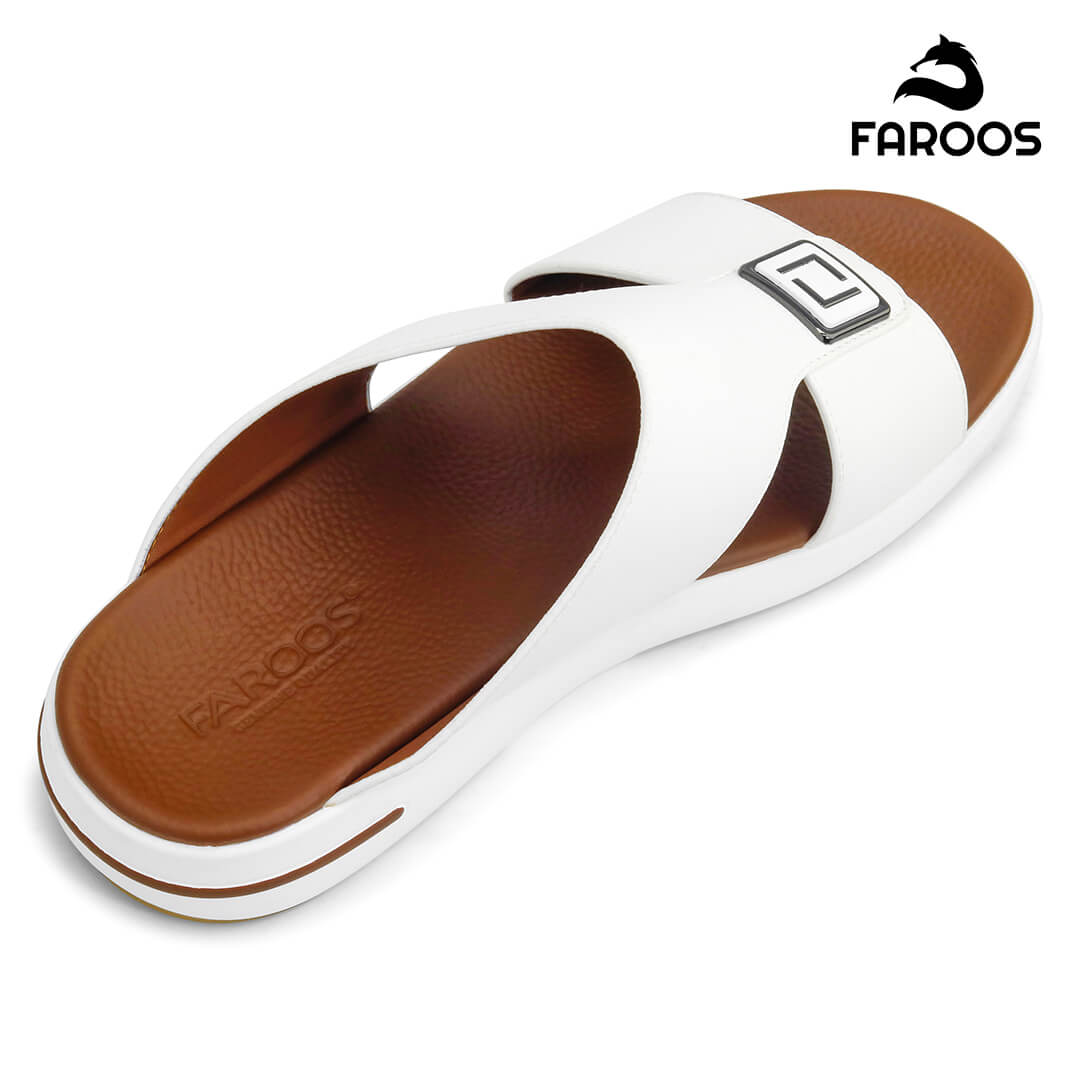 Faroos[F433]M201 White Gents Arabic Sandal