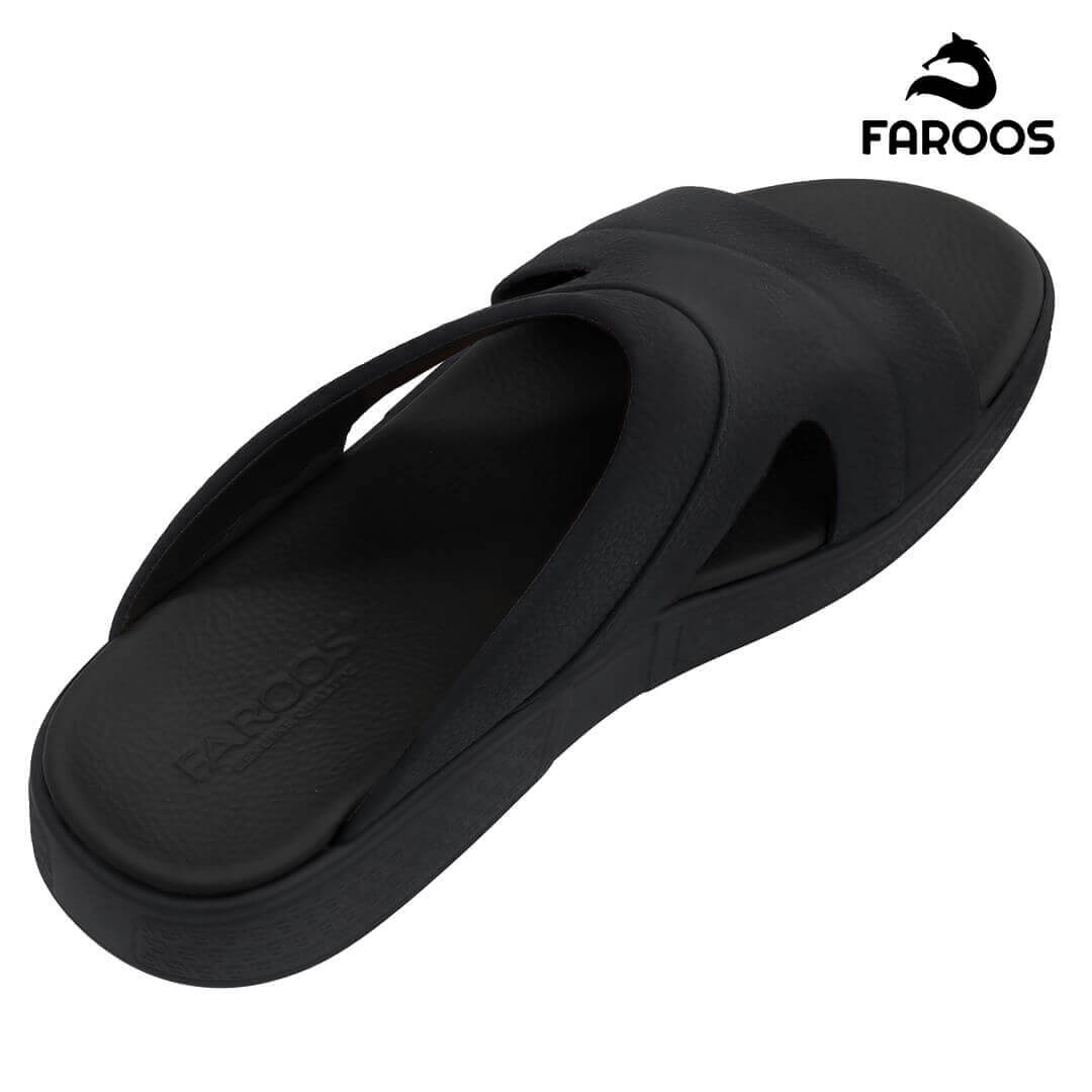 Faroos[F512]M099 Full Black Gents Arabic Sandal