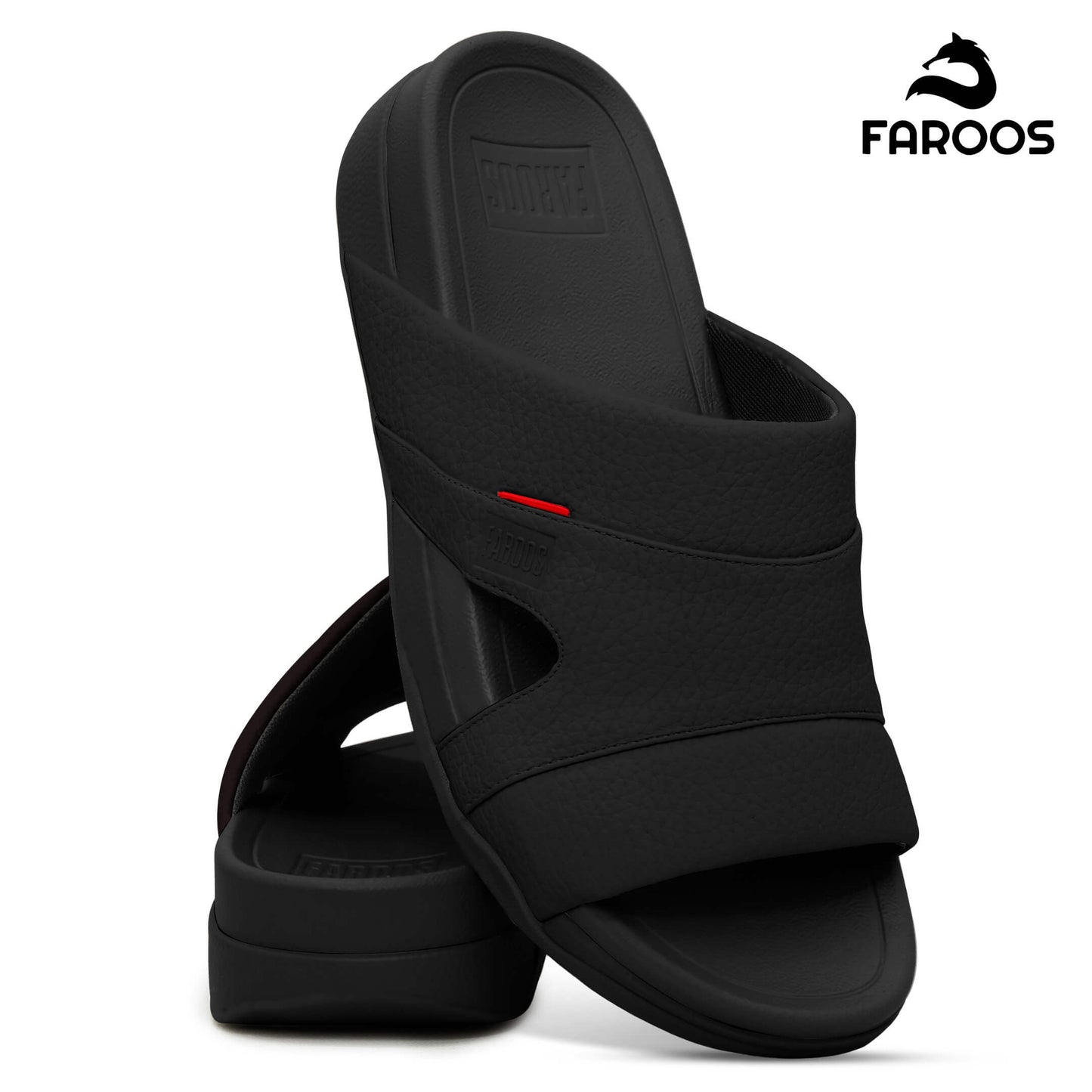 Faroos[F520]M002 Full Black Gents Arabic Sandal