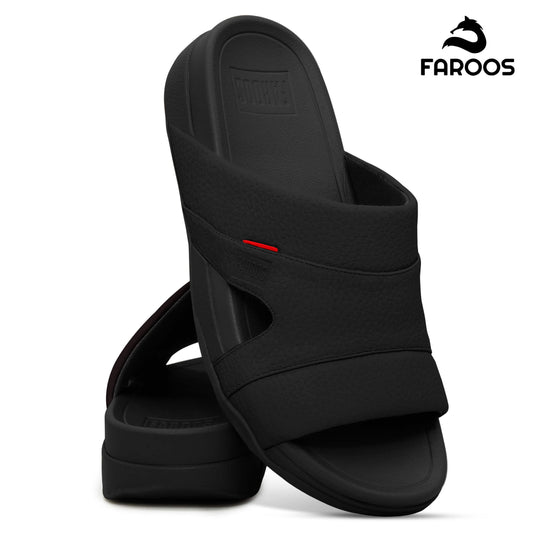 Faroos[F520]M002 Full Black Gents Arabic Sandal