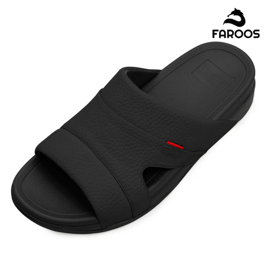 Faroos[F520]M002 Full Black Gents Arabic Sandal