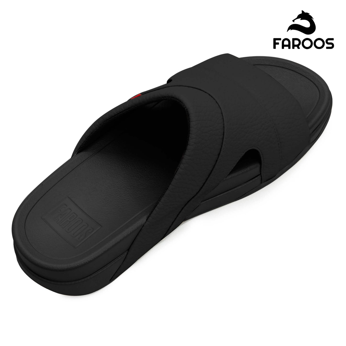 Faroos[F520]M002 Full Black Gents Arabic Sandal
