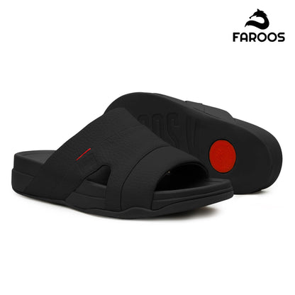 Faroos[F520]M002 Full Black Gents Arabic Sandal