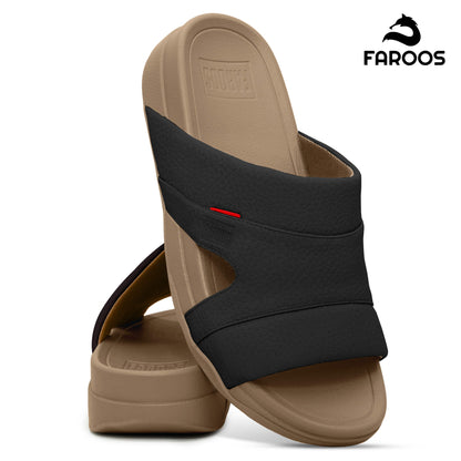 Faroos[F521]M002 Black Tan Gents Arabic Sandal