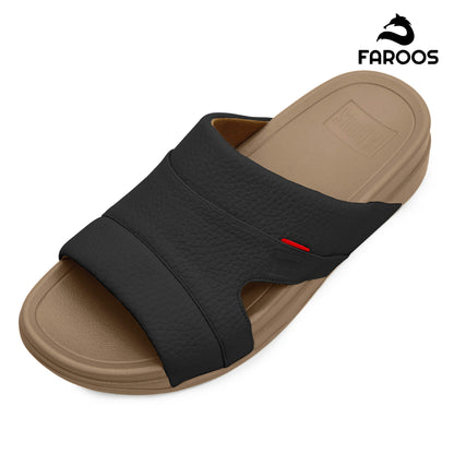 Faroos[F521]M002 Black Tan Gents Arabic Sandal