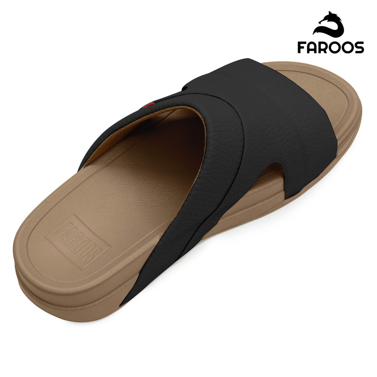 Faroos[F521]M002 Black Tan Gents Arabic Sandal