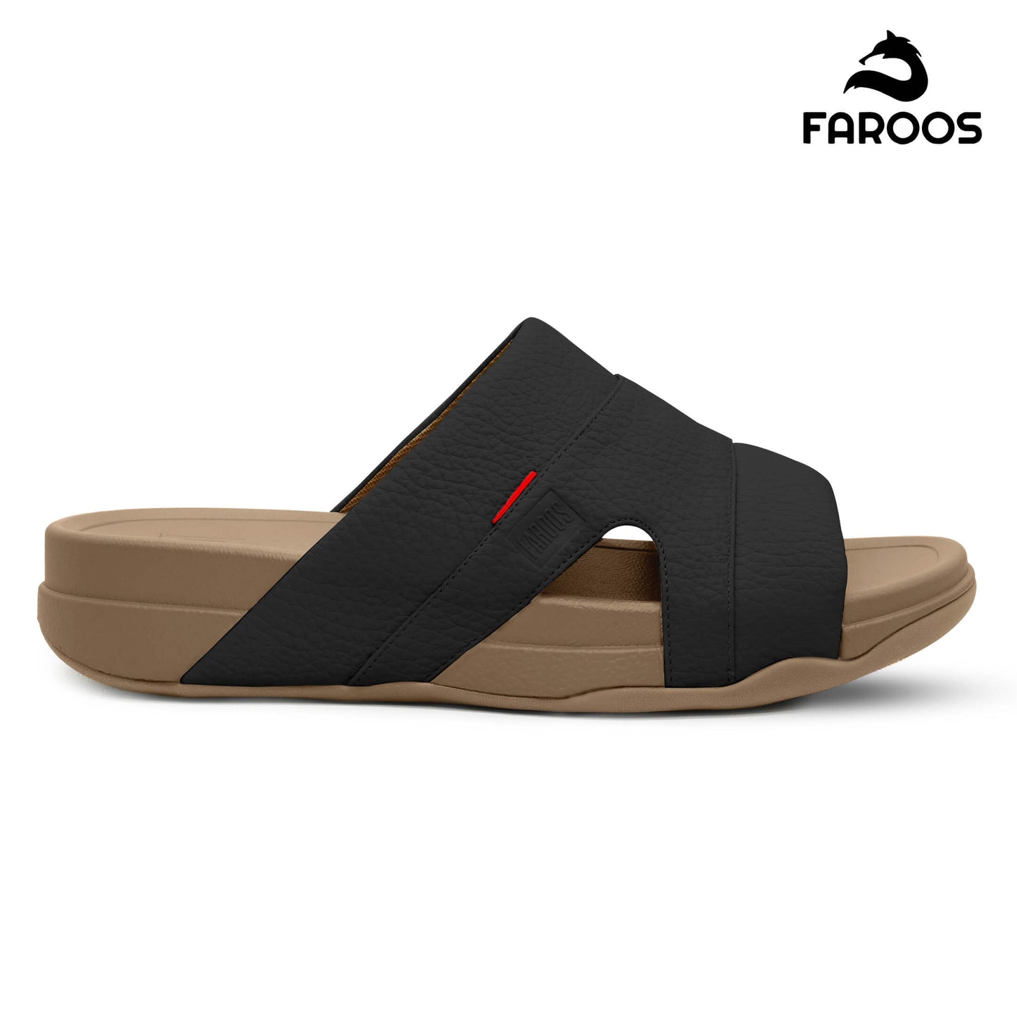 Faroos[F521]M002 Black Tan Gents Arabic Sandal