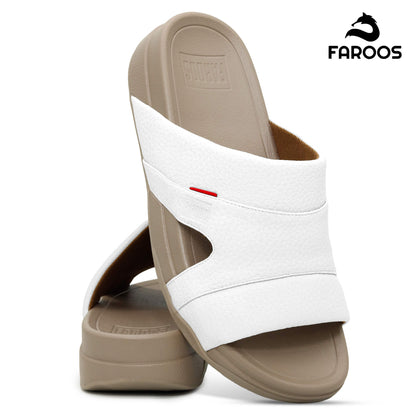 Faroos[F522]M002 White Gents Arabic Sandal
