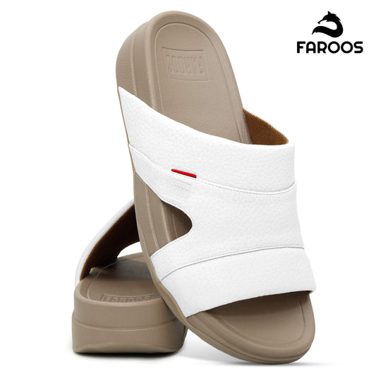 Faroos[F522]M002 White Gents Arabic Sandal