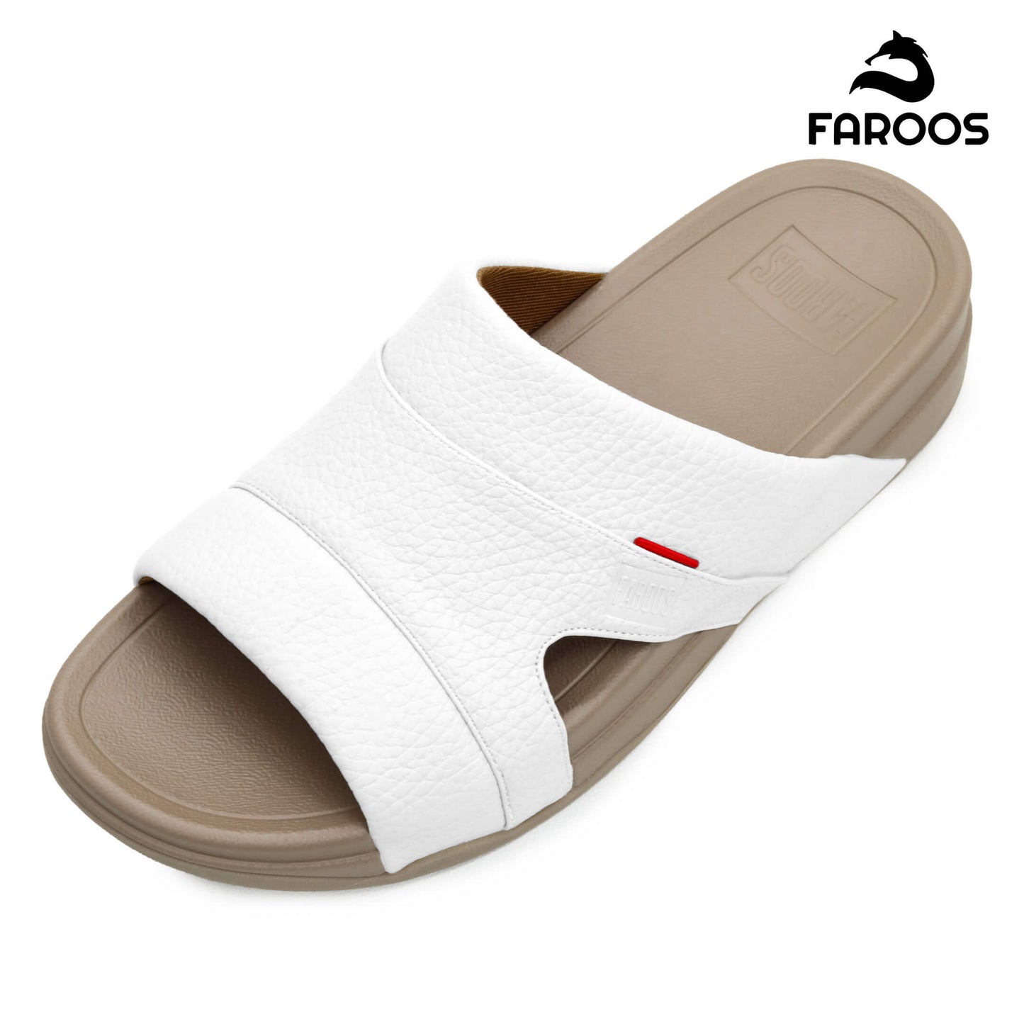 Faroos[F522]M002 White Gents Arabic Sandal