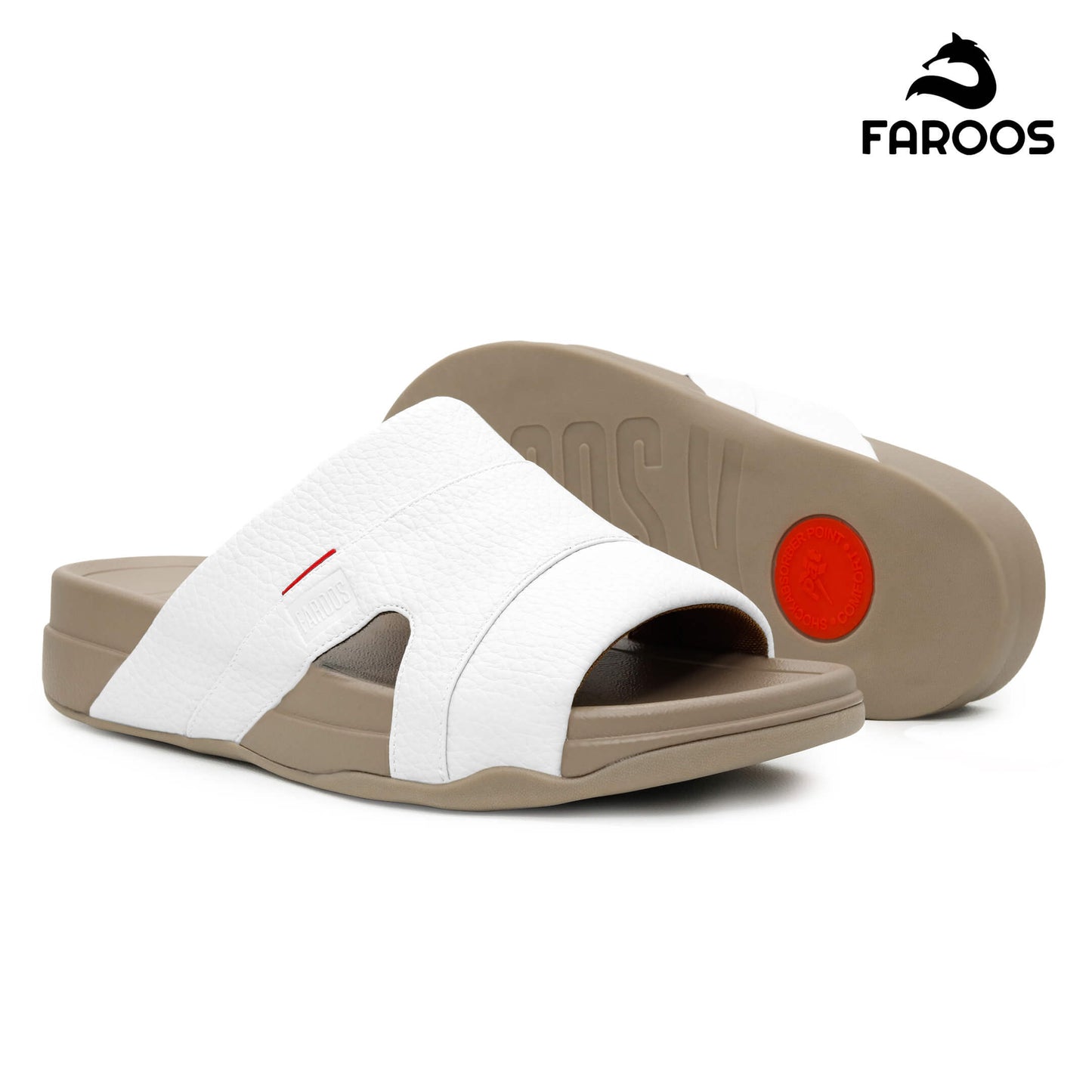 Faroos[F522]M002 White Gents Arabic Sandal