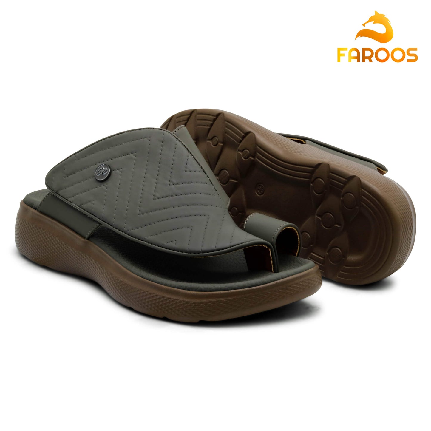 Faroos[F226]M004 Olive Gents Arabic Sandal