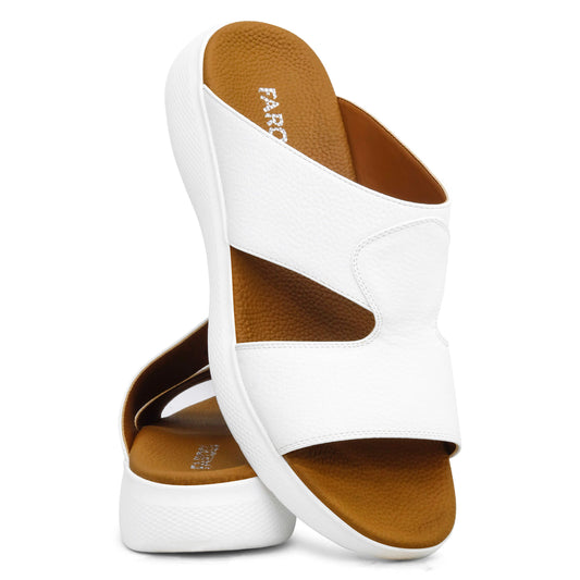 Faroos[F419]M072 White Gents Arabic Sandal