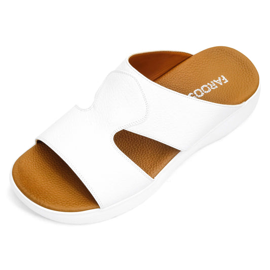 Faroos[F419]M072 White Gents Arabic Sandal