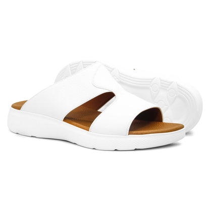 Faroos[F419]M072 White Gents Arabic Sandal