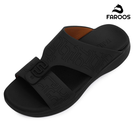 Faroos[F502]M022 Black Gents Arabic Sandal