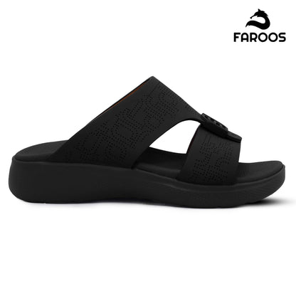 Faroos[F502]M022 Black Gents Arabic Sandal