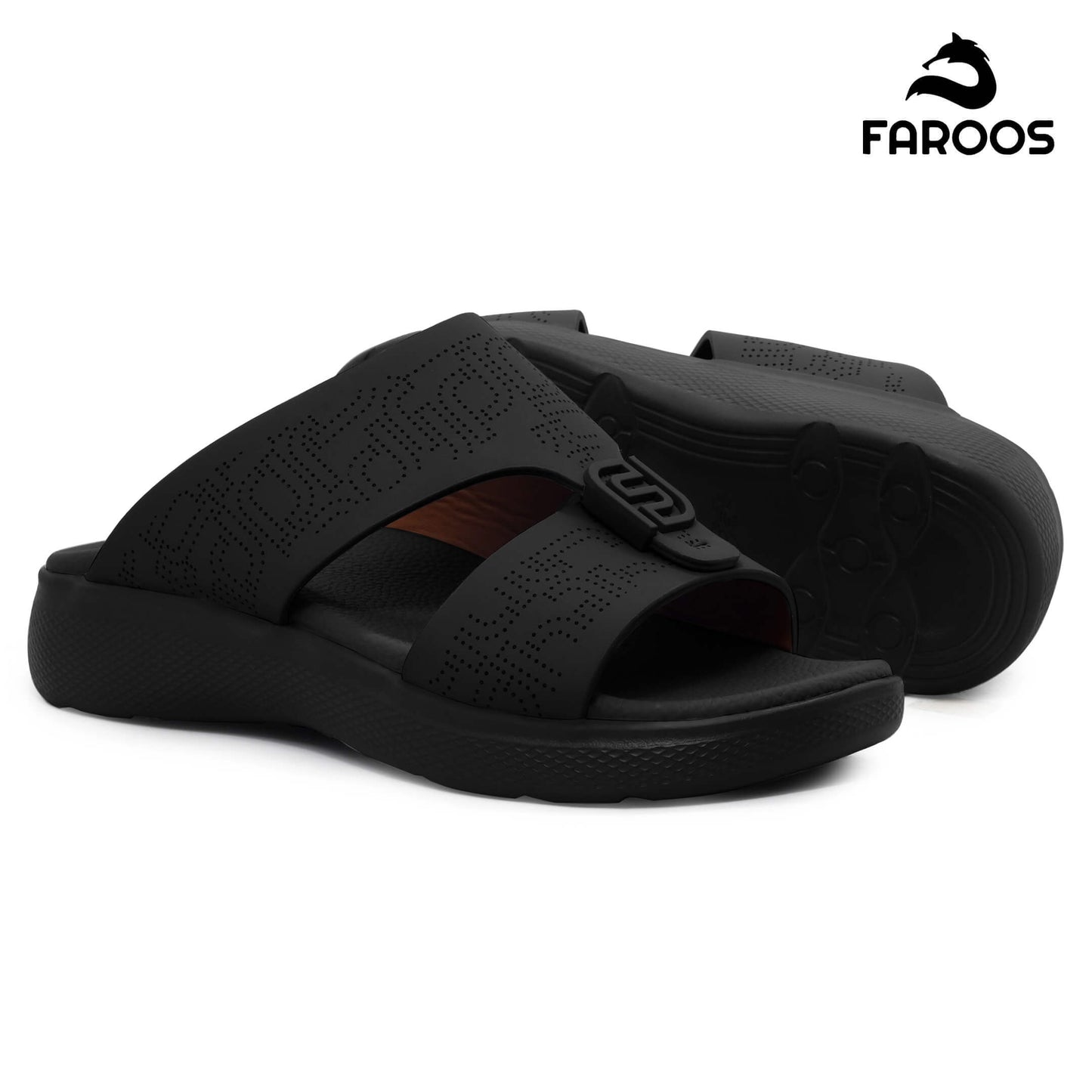 Faroos[F502]M022 Black Gents Arabic Sandal