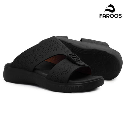Faroos[F502]M022 Black Gents Arabic Sandal