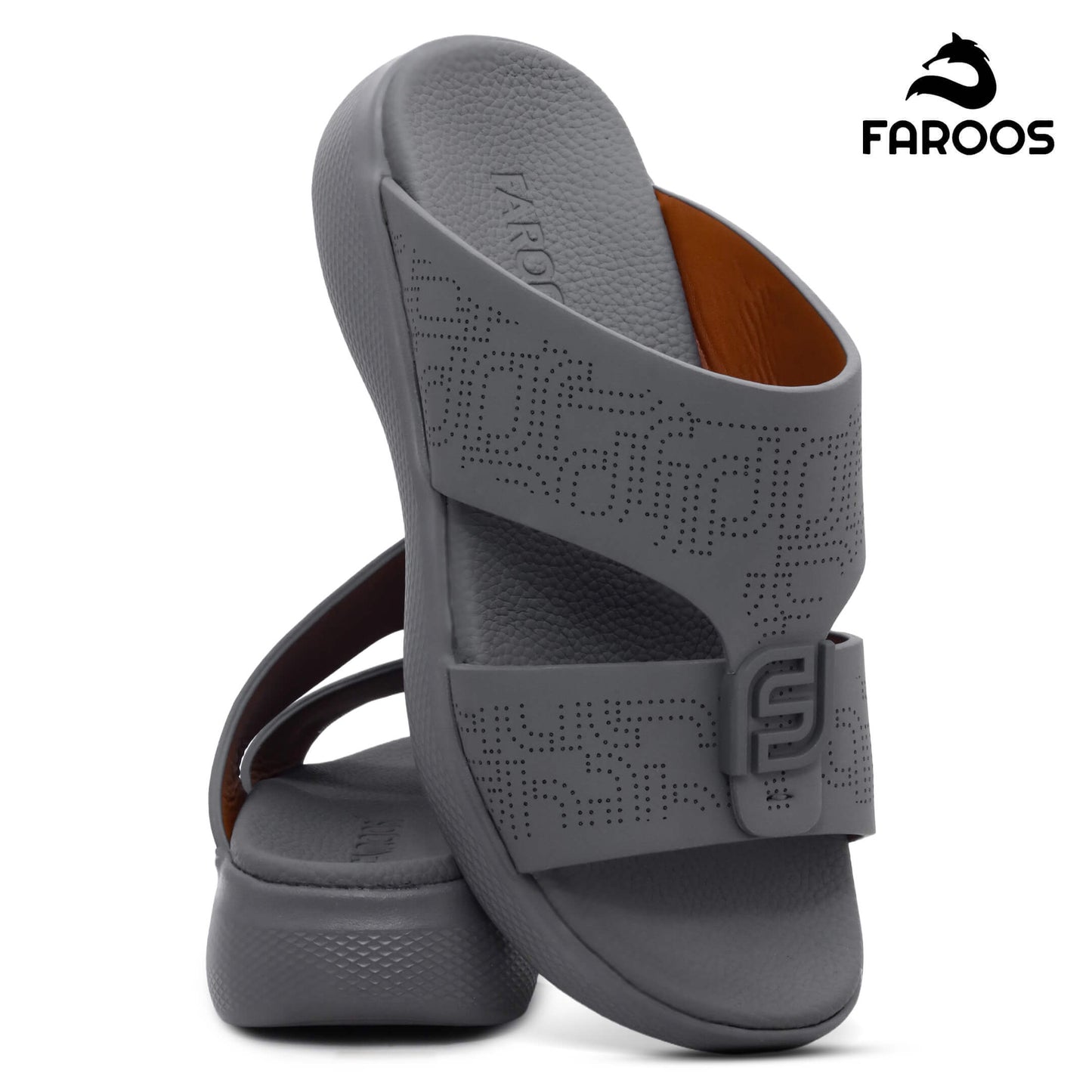 Faroos[F503]M022 Grey Gents Arabic Sandal