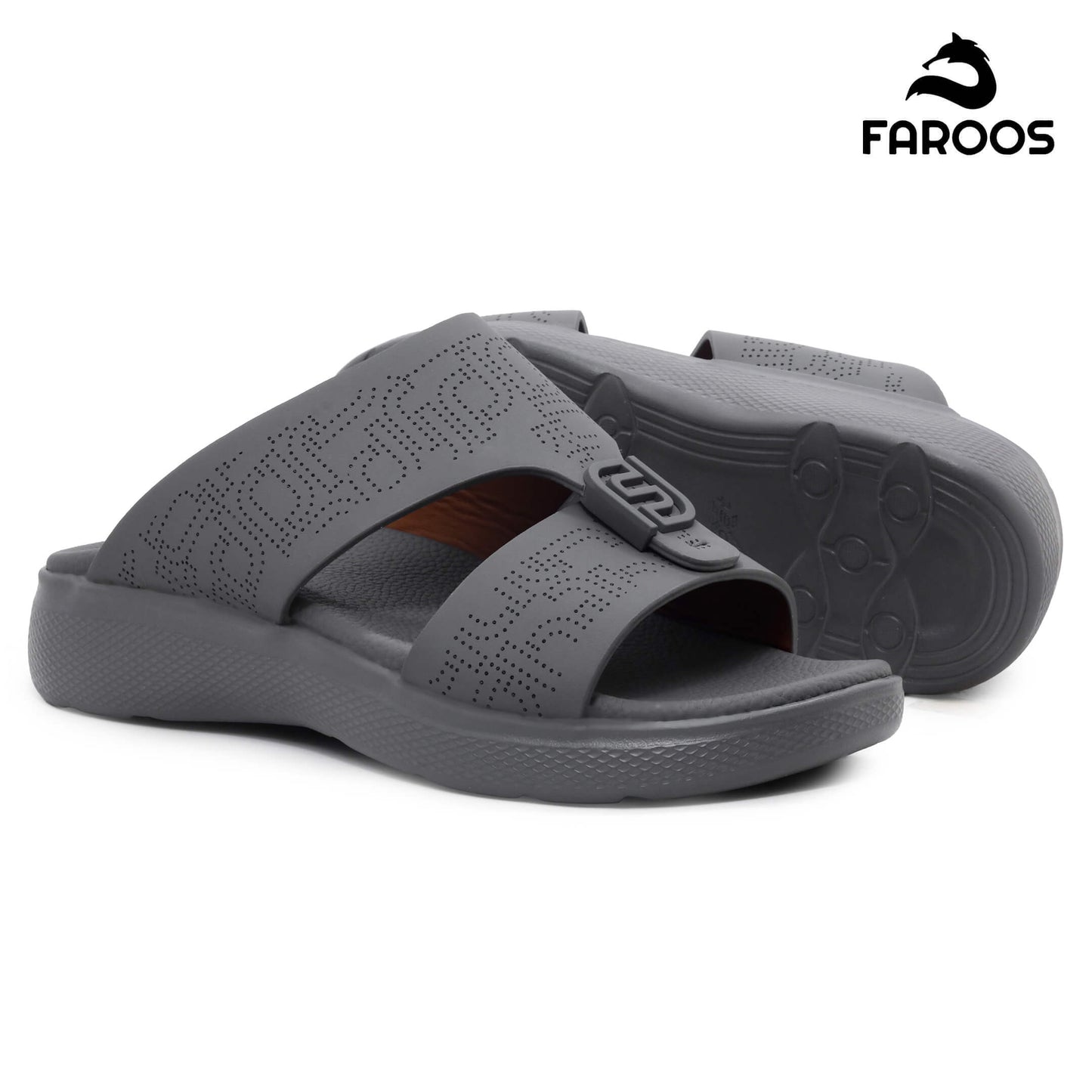 Faroos[F503]M022 Grey Gents Arabic Sandal