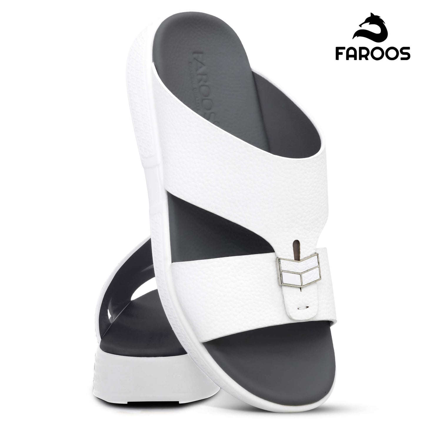 Faroos[F487]M090 White Gents Arabic Sandal