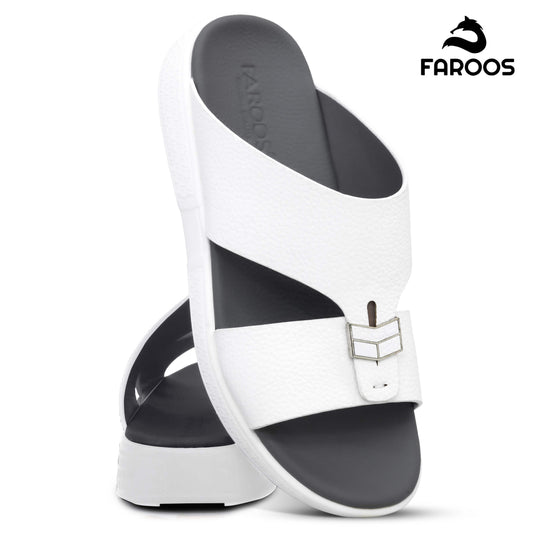Faroos[F487]M090 White Gents Arabic Sandal