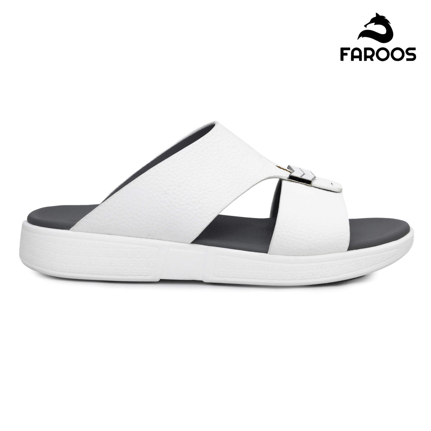 Faroos[F487]M090 White Gents Arabic Sandal