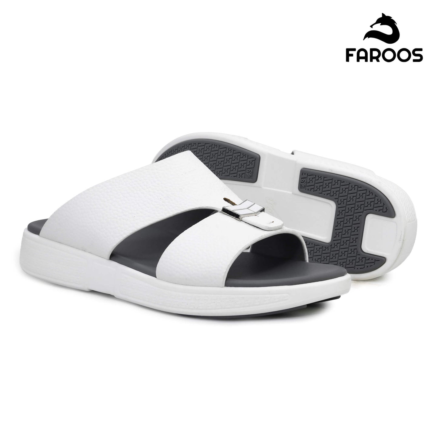 Faroos[F487]M090 White Gents Arabic Sandal