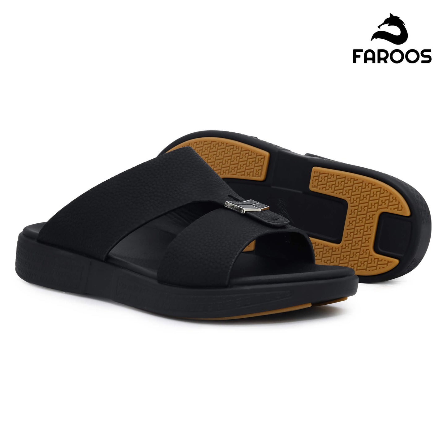 Faroos[F488]M090 Black Gents Arabic Sandal