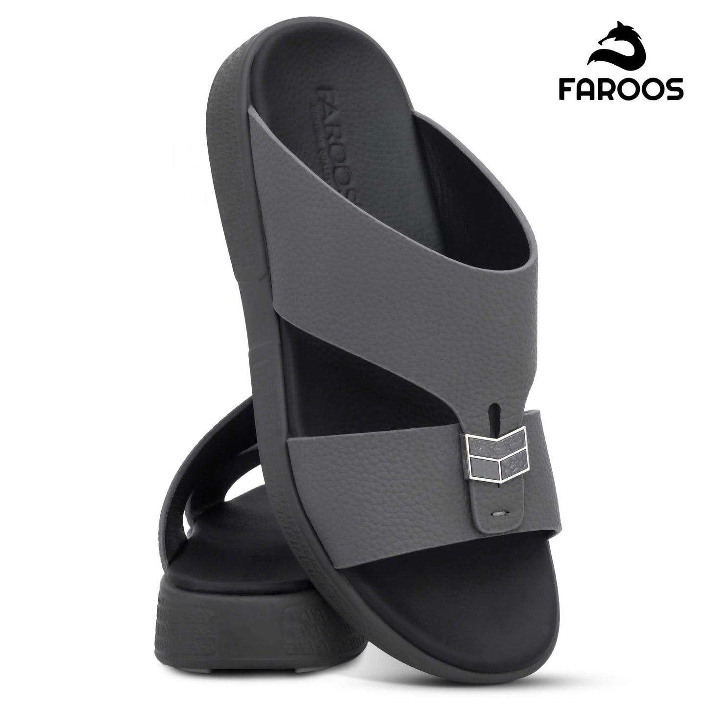 Faroos[F489]M090 Grey Gents Arabic Sandal