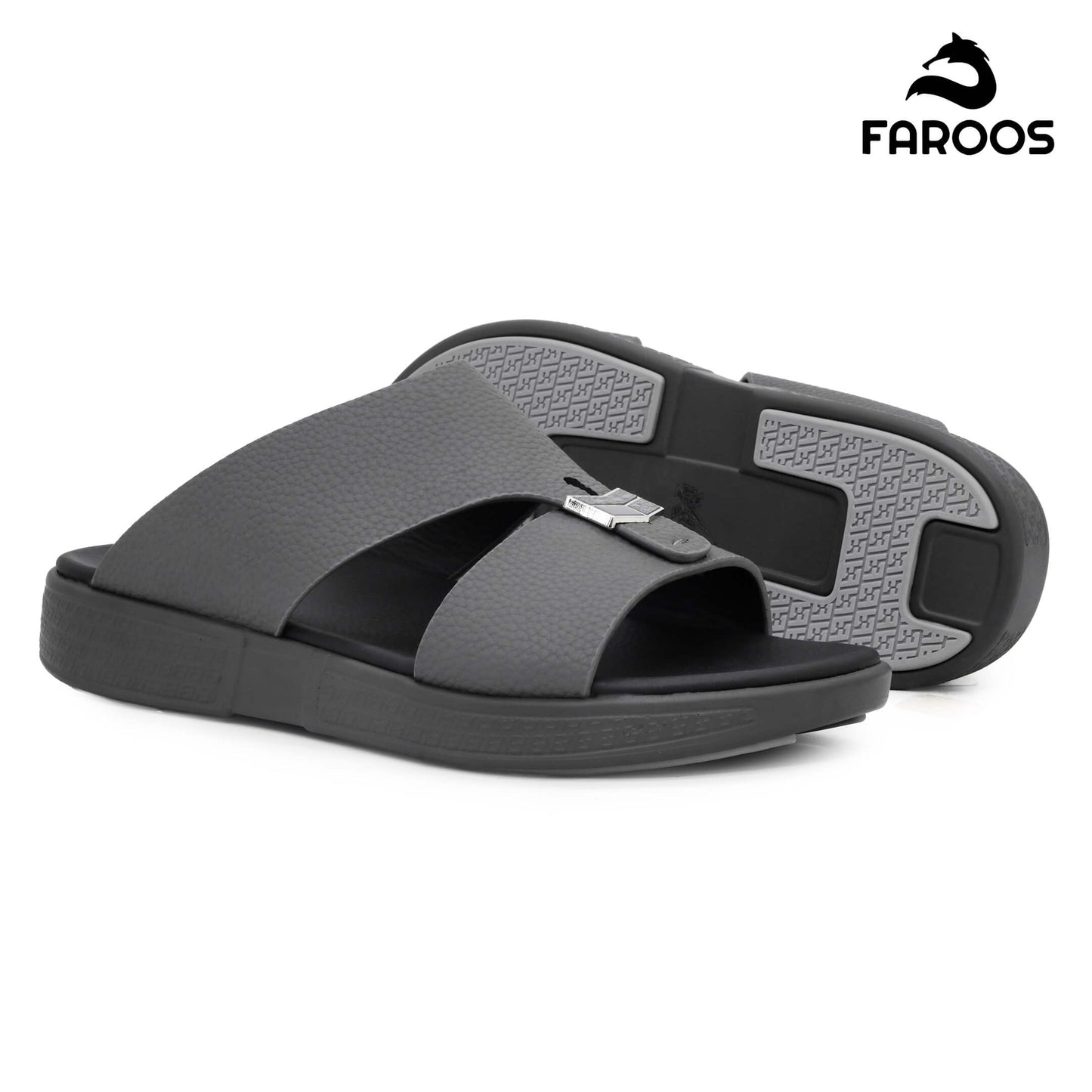 Faroos[F489]M090 Grey Gents Arabic Sandal