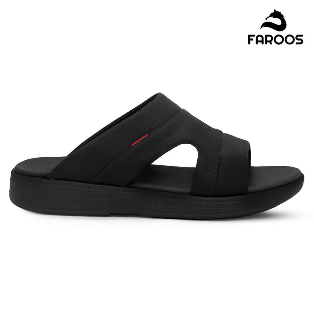 Faroos[F512]M099 Full Black Gents Arabic Sandal