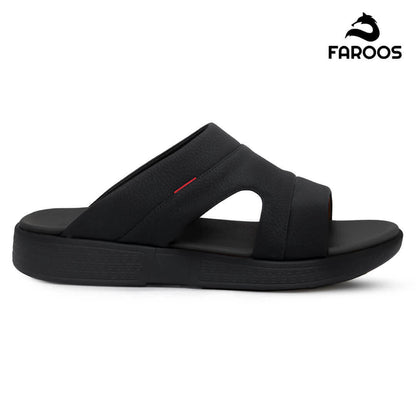 Faroos[F512]M099 Full Black Gents Arabic Sandal