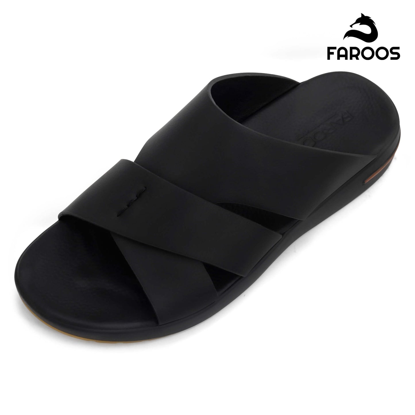 Faroos[F412]M200 Full Black Gents Arabic Sandal