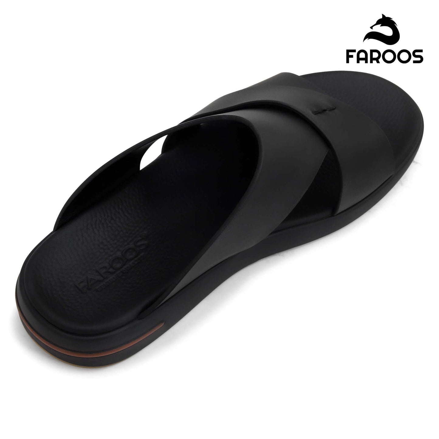 Faroos[F412]M200 Full Black Gents Arabic Sandal