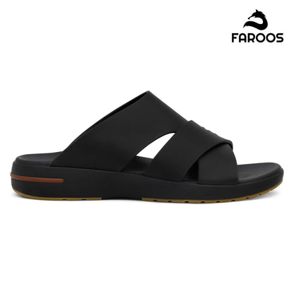 Faroos[F412]M200 Full Black Gents Arabic Sandal