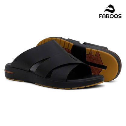 Faroos[F412]M200 Full Black Gents Arabic Sandal