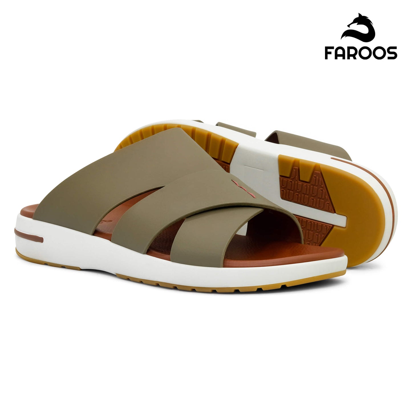 Faroos[F415]M200 Truffle Gents Arabic Sandal