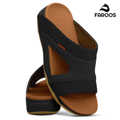 Faroos[F447]M148 Black Tan Gents Arabic Sandal