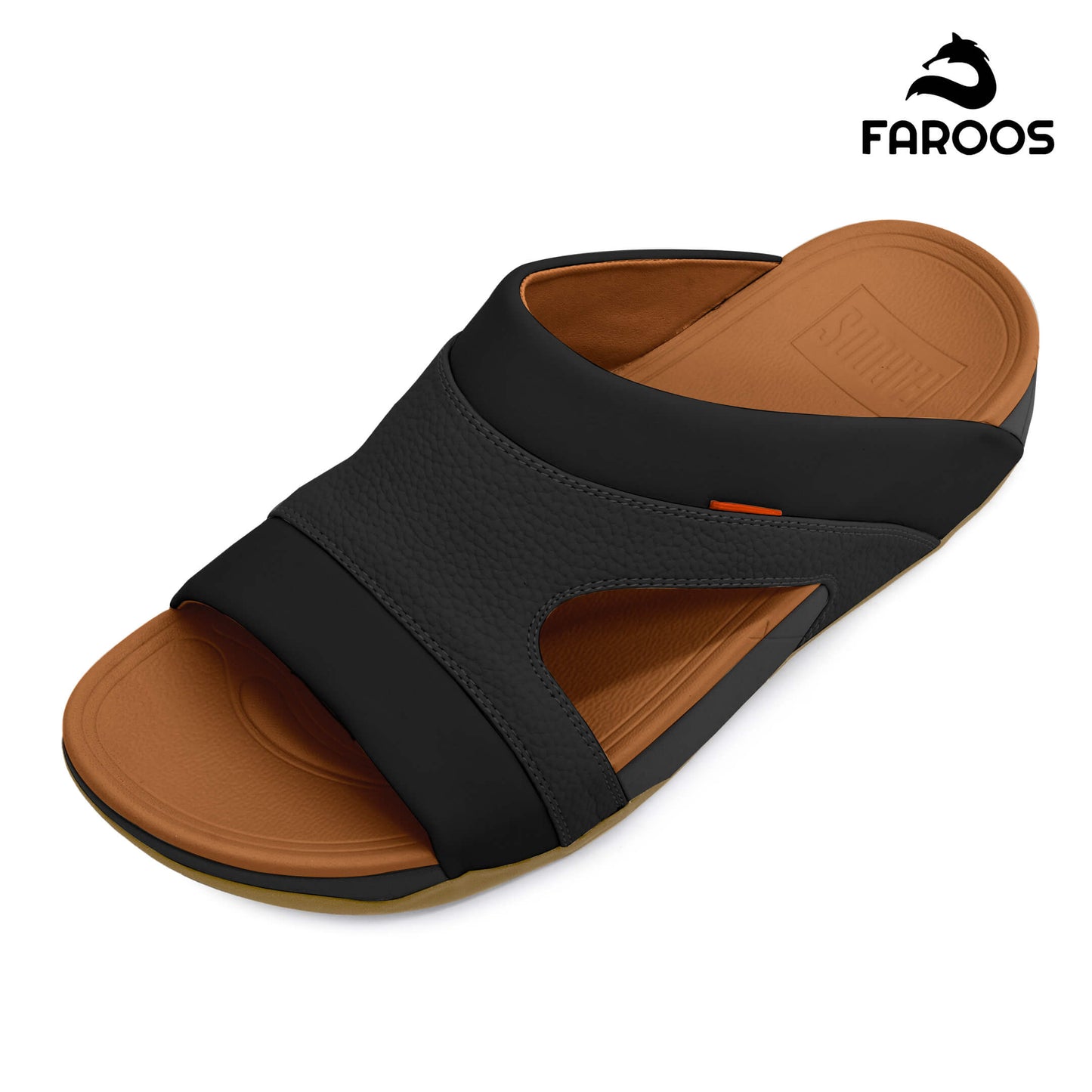 Faroos[F447]M148 Black Tan Gents Arabic Sandal