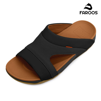Faroos[F447]M148 Black Tan Gents Arabic Sandal