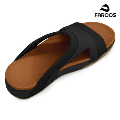 Faroos[F447]M148 Black Tan Gents Arabic Sandal