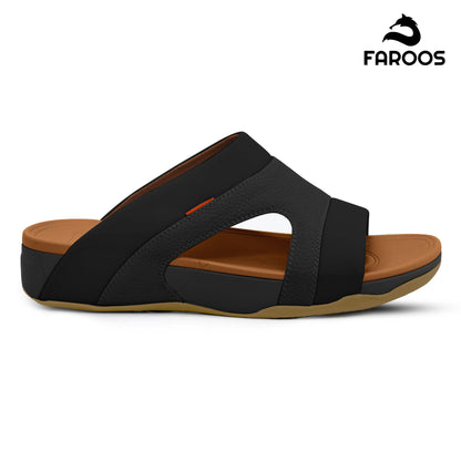 Faroos[F447]M148 Black Tan Gents Arabic Sandal
