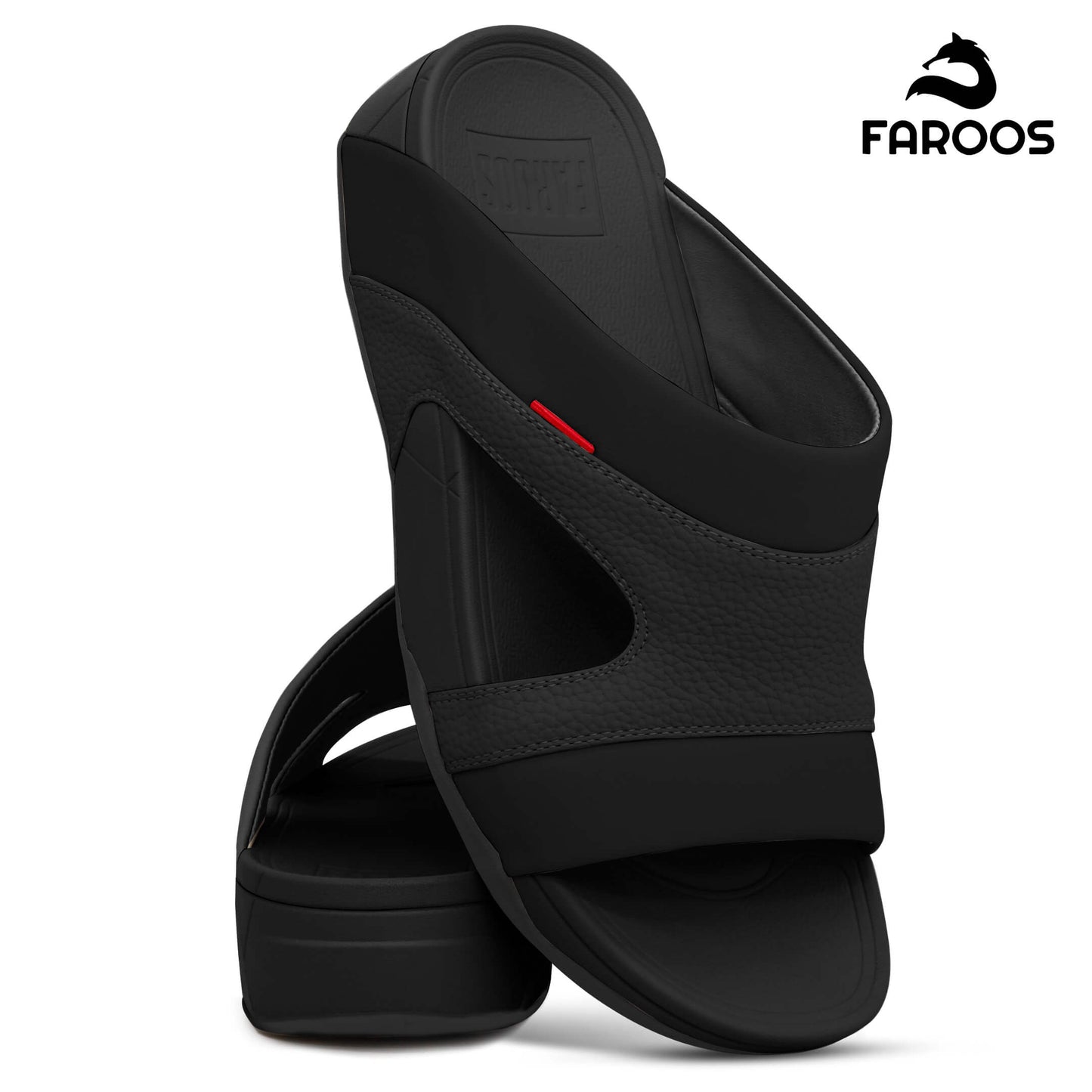 Faroos[F449]M148 Full Black Gents Arabic Sandal