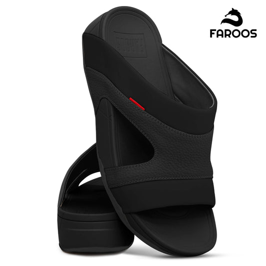 Faroos[F449]M148 Full Black Gents Arabic Sandal
