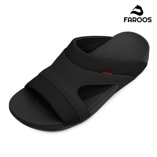 Faroos[F449]M148 Full Black Gents Arabic Sandal