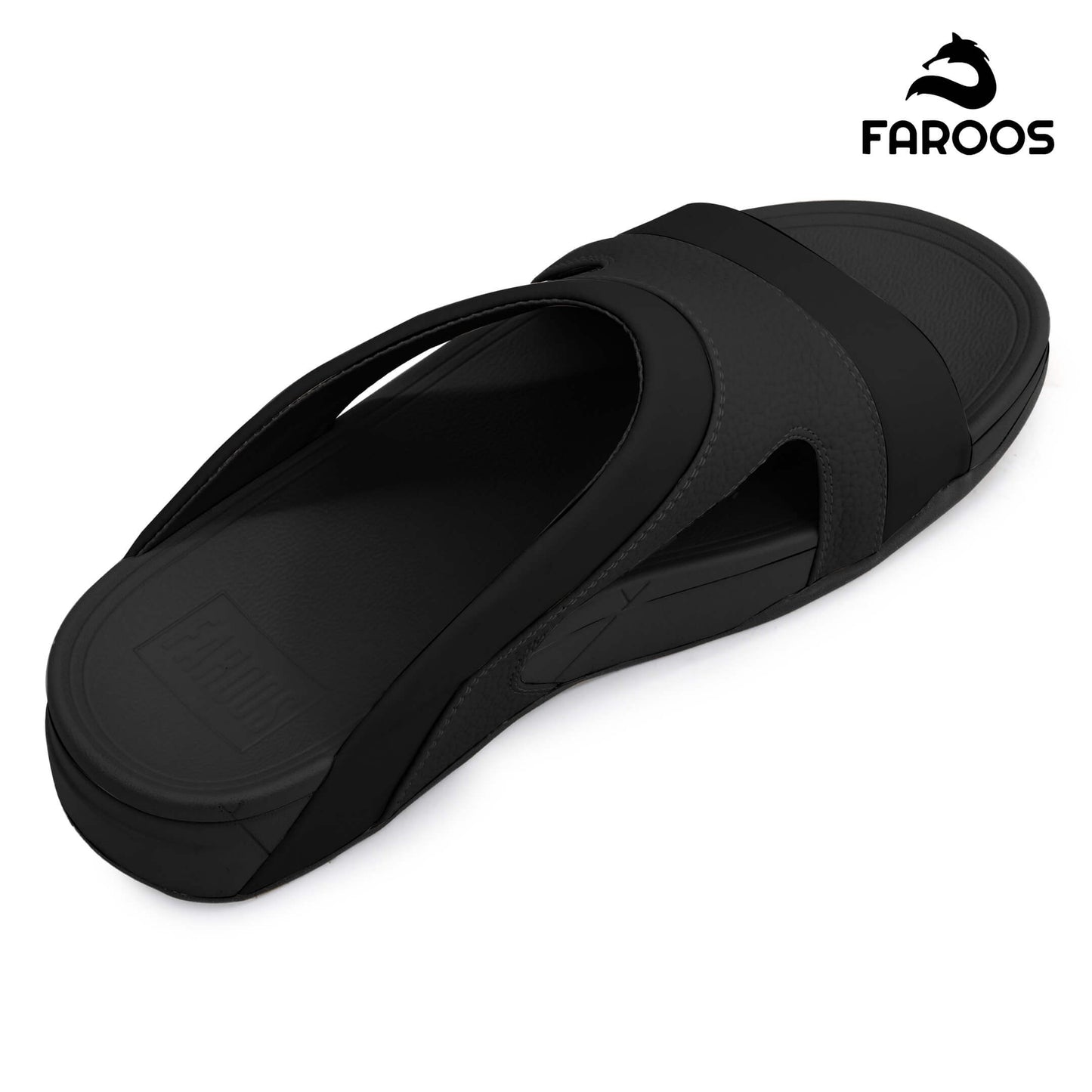Faroos[F449]M148 Full Black Gents Arabic Sandal
