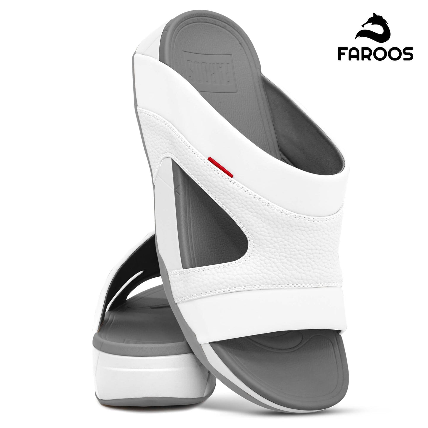 Faroos[F453]M148 White Gray Gents Arabic Sandal